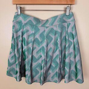 J. Lindeberg Jolie 3D Print Golf Skirt Medium Green Geometric Striped Athletic